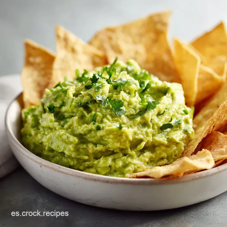 A rustic bowl of chunky guacamole sits beside a neat stack of crispy tortilla chips, ready for dipping and enjoying.