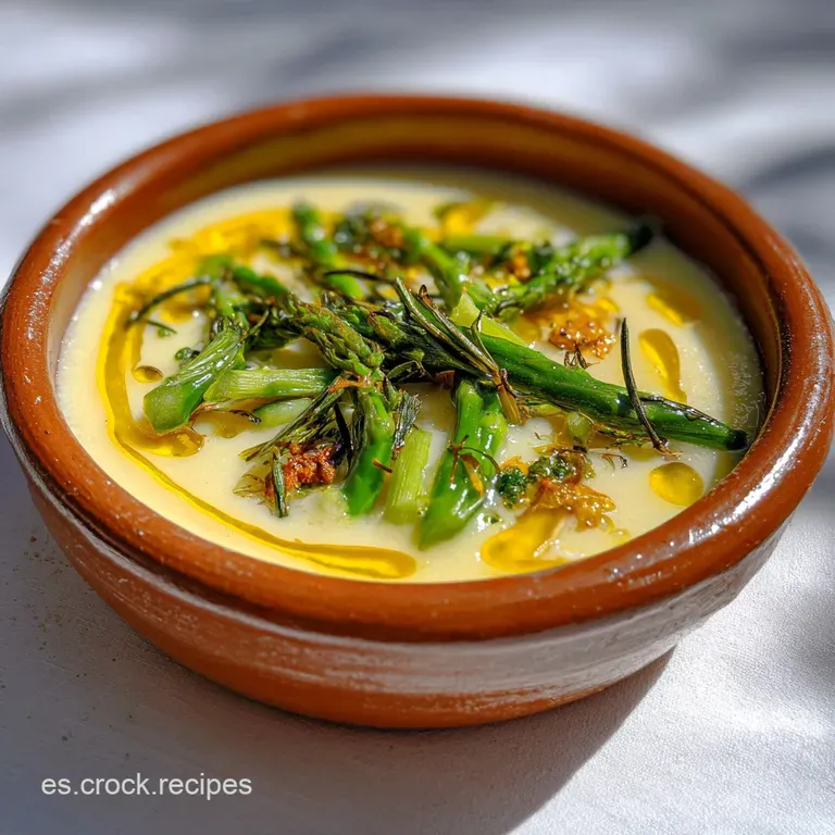 Chilled orange soup served elegantly in a deep bowl, garnished with colorful vegetables and a drizzle of olive oil on white.
