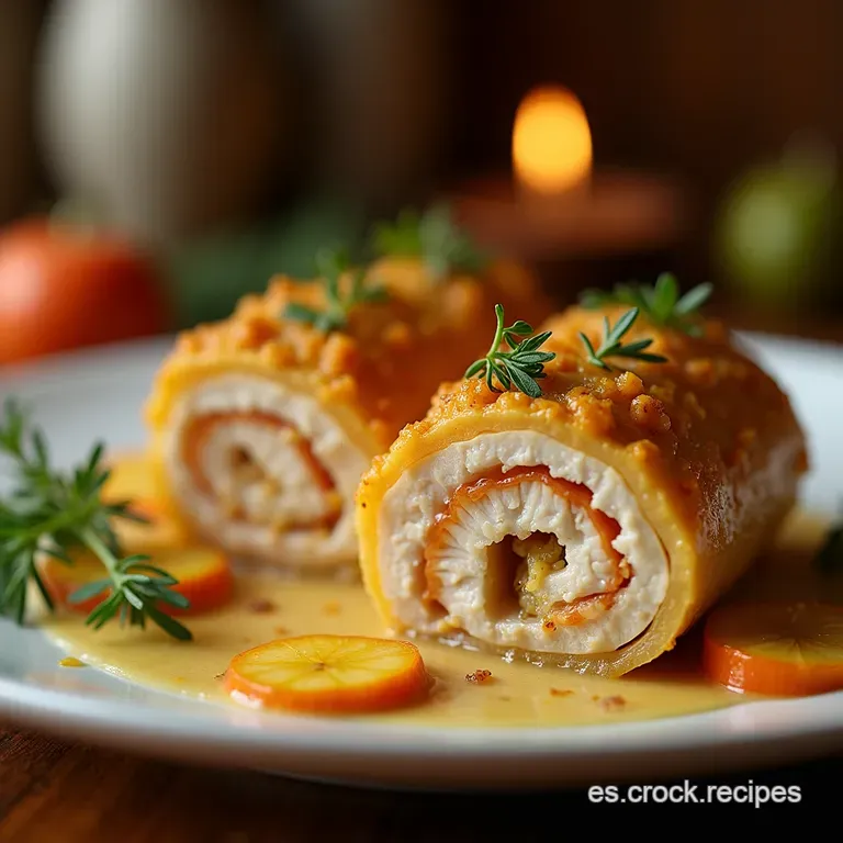Rollo De Pavo Elegante La Pechuga Rellena De Ar&aacute;ndanos Manzana Y Romero Que Triunfa En Cualquier Mesa presentation