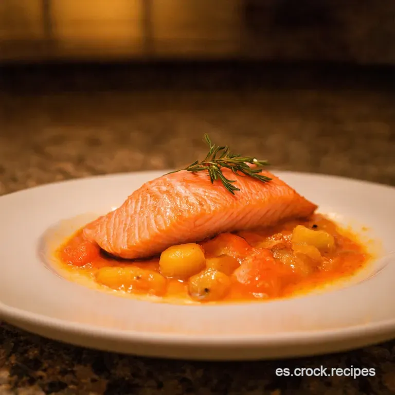 Salm&oacute;n a La Naranja Con Almendras Tostadas presentation