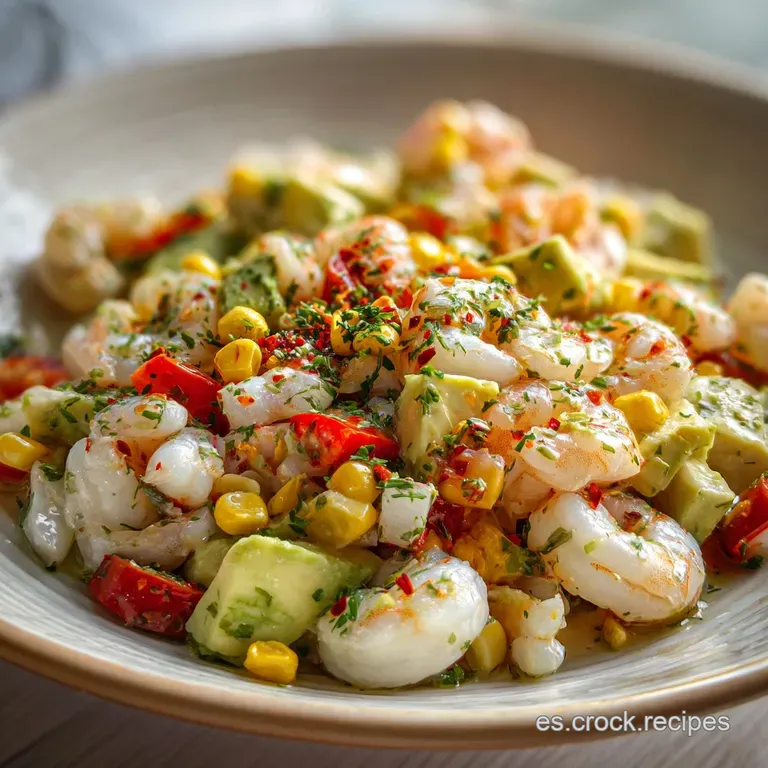 Elegant salpic&oacute;n de marisco. A colorful & refreshing seafood mix served in a stemmed glass, garnished with fresh lime and ...