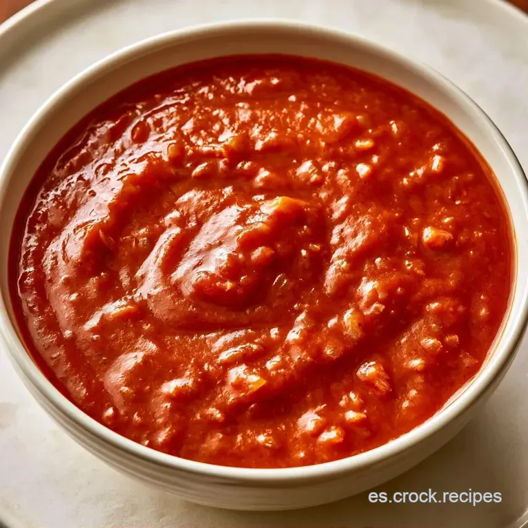 Salsa naranja vibrante dispuesta en gotas simétricas sobre patatas cuadradas fritas y un toque de hierba verde fresca.