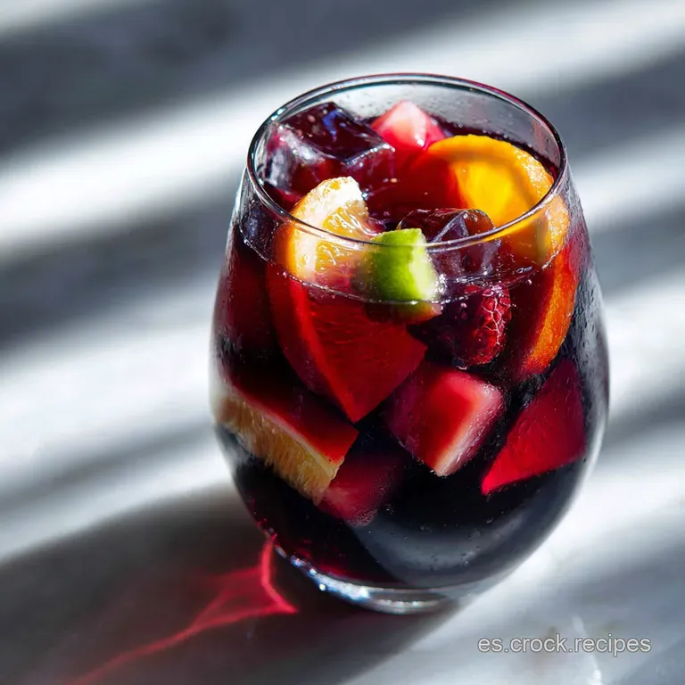 Elegant sangria in stemmed glasses, garnished with orange slices, berries, and mint sprigs against a bright background.