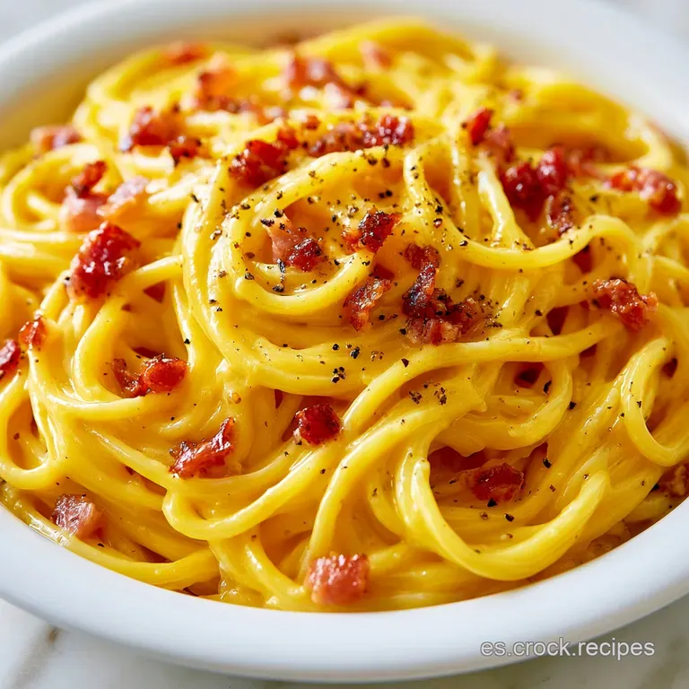 Pasta enrollada en el centro de un plato cer&aacute;mico, decorada con una hoja de albahaca fresca y gotas de aceite dorado.