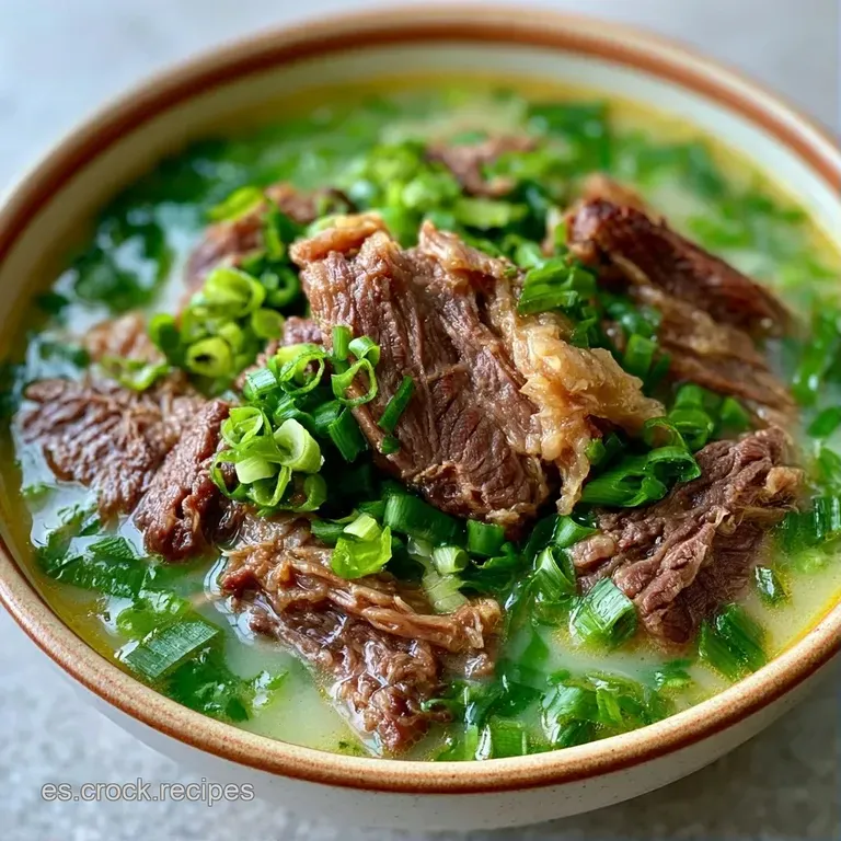 Cuenco de cerámica blanca con sopa humeante, verduras brillantes y un toque de perejil fresco picado en la superficie.