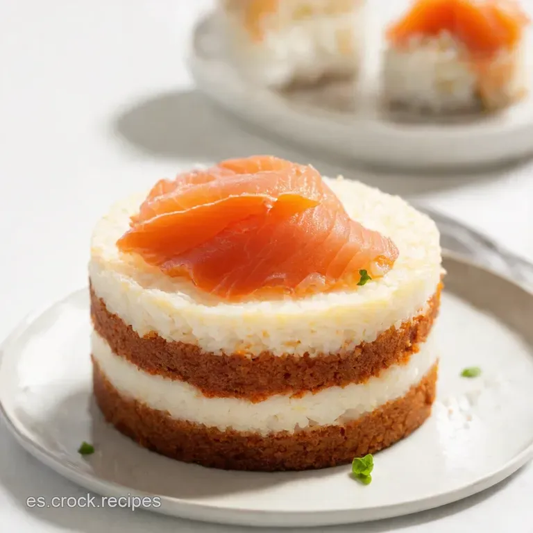 Sushi Cake de Fiesta Langostinos y Salm&oacute;n que Enamoran