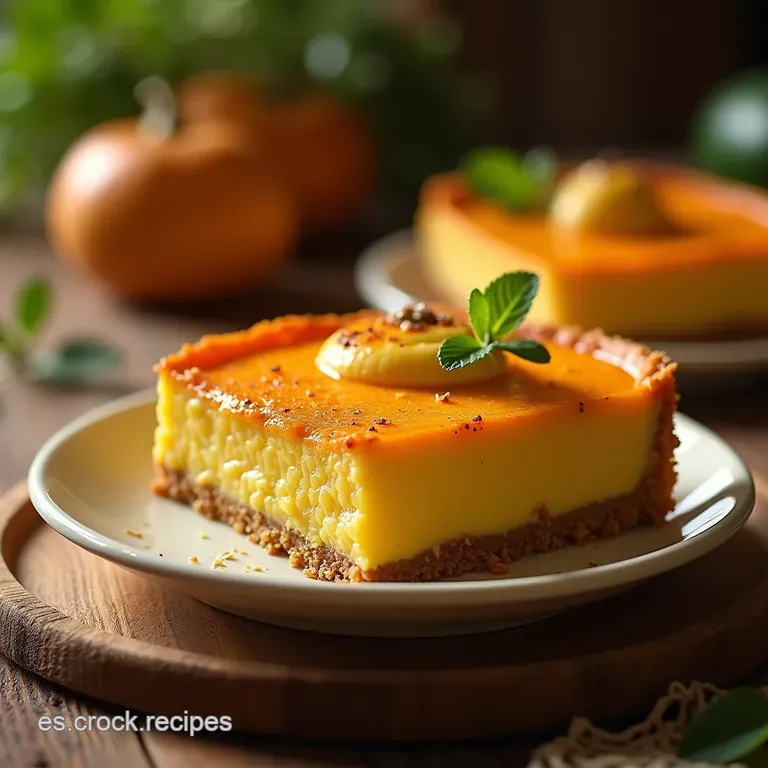 Tarta Cremosa De Calabaza Vegana Con Base De Galleta Crujiente presentation