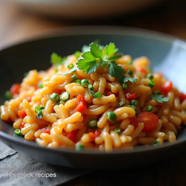 Wok de Arroz Integral Revitalizante con Tres Delicias Orientales y Toque de Jengibre Fresco